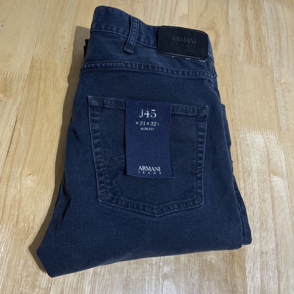 Armani Jeans J45 black Jeans Mens Size 31x‎ 32  Slim Fit  stretch faded Jeans
